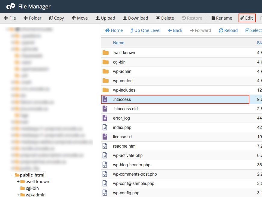 cPanel file manager