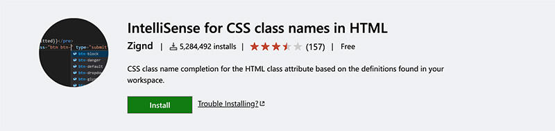 IntelliSense for CSS class names in HTML