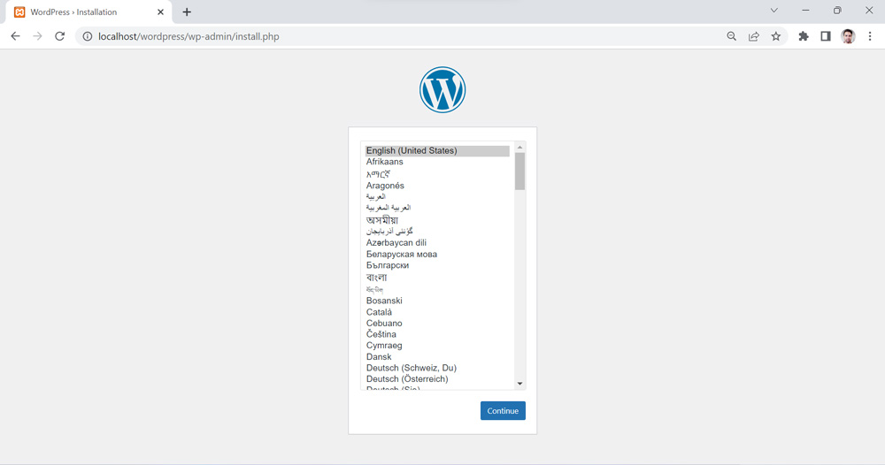 WordPress install