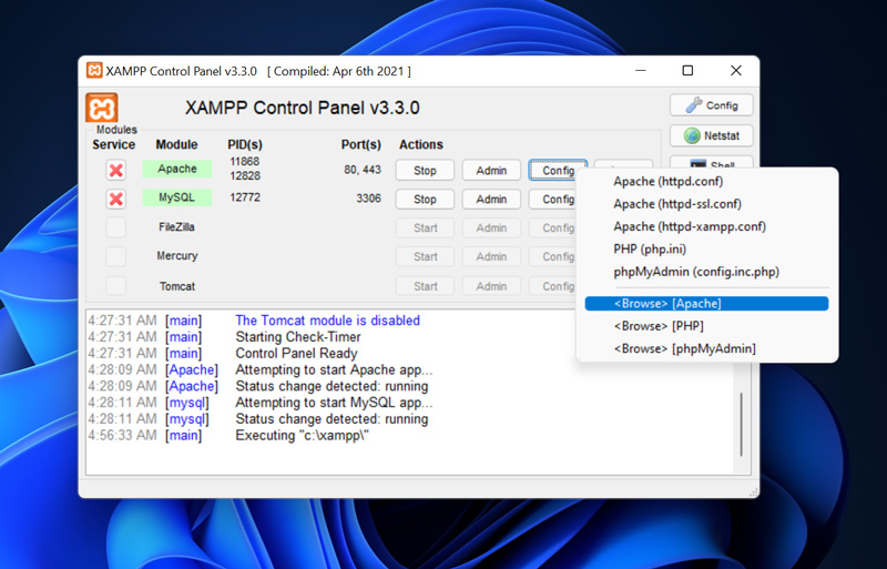 Xampp apache vhosts