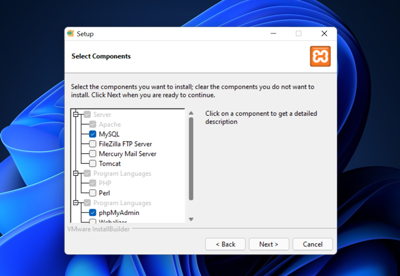 xampp install components