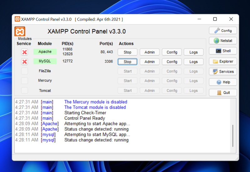 xampp panel