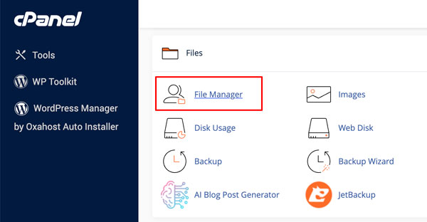cPanel file manager